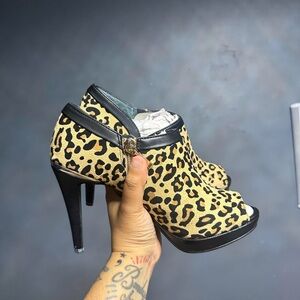 Leopard Print Peep Toe Heels